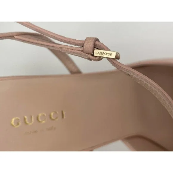 NEW Gucci Blondie GG Leather Ankle Strap Sandals Heels Box 39 AUTHENTIC! - Picture 9 of 12